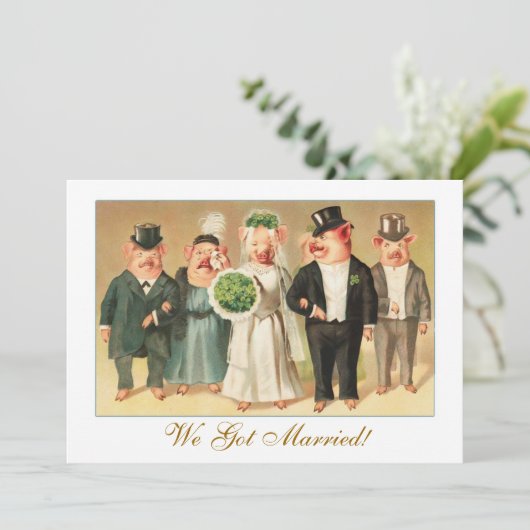 Pig結婚ブライダルパーティとフォーマルの発表 招待状 (スタンド正面)