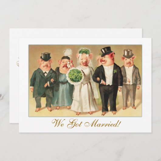 Pig結婚ブライダルパーティとフォーマルの発表 招待状 (正面/裏面)