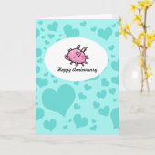 Pig飛んでいる記念カード カード (黄色い花)