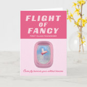 Pig飛んでいる – グリーティングカファンシーードのフライト カード (黄色い花)