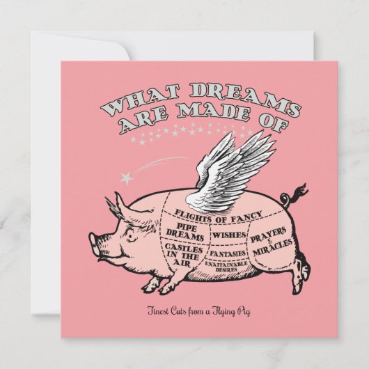 Pig飛んでいる Cuts図 サンキューカード (正面)