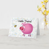 Pig and Bee Friendsカード カード (黄色い花)