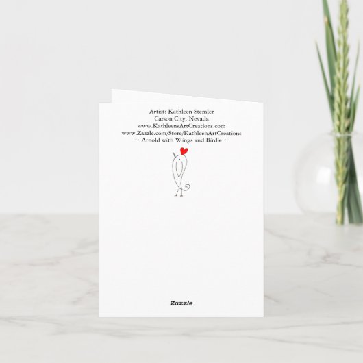 Pig and Bird Anything is Possible Greeting Card カード (裏面)