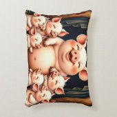  Pig Art – Mother & Piglets アクセントクッション (正面(垂直))