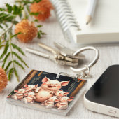 Pig Art – Mother & Piglets キーホルダー (正面右)