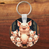  Pig Art – Mother & Piglets キーホルダー (正面)