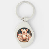 Pig Art – Mother & Piglets キーホルダー (正面)