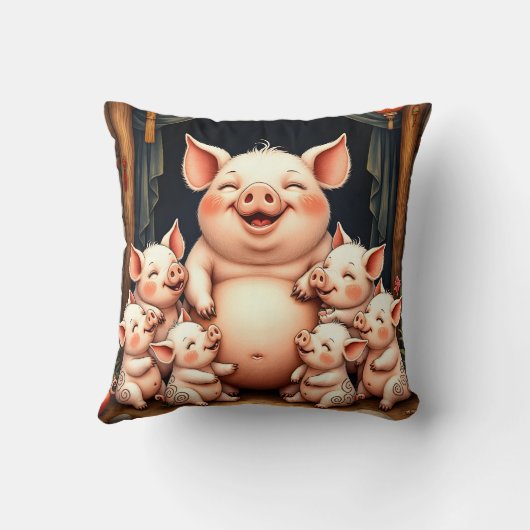  Pig Art – Mother & Piglets クッション (裏面)