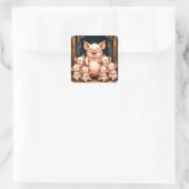  Pig Art – Mother & Piglets スクエアシール (バッグ)