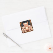  Pig Art – Mother & Piglets スクエアシール (封筒)