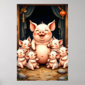  Pig Art – Mother & Piglets ポスター (正面)