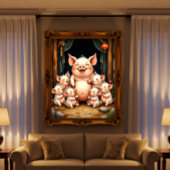  Pig Art – Mother & Piglets ポスター