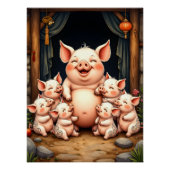  Pig Art – Mother & Piglets ポスター (正面)