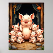  Pig Art – Mother & Piglets ポスター (正面)