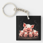 Pig Artwork – Mother Pig & Piglets キーホルダー (正面)