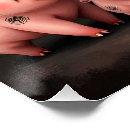 Pig Artwork – Mother Pig & Piglets ポスター (コーナー)