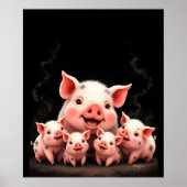 Pig Artwork – Mother Pig & Piglets ポスター (正面)