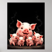Pig Artwork – Mother Pig & Piglets ポスター (正面)