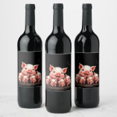 Pig Artwork – Mother Pig & Piglets ワインラベル (ボトル)