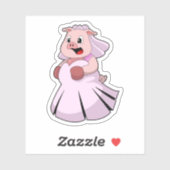 Pig as Bride with Wedding dress.PNG シール (シート)