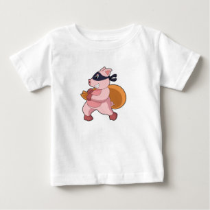 Pig As Runner ベビーTシャツ