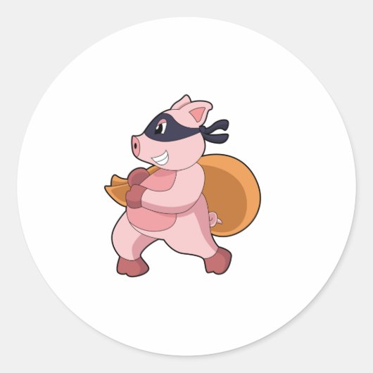 Pig As Runner ラウンドシール (正面)