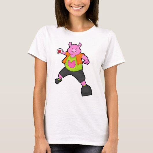 Pig atハンドボール選手とハンドボール tシャツ (正面)