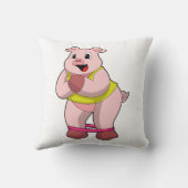 Pig at Fitness with Rubber band クッション (裏面)
