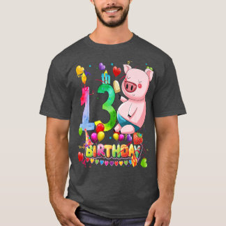 Pig Birthday Party 13 Year Old Boy 9th Pig Birthda Tシャツ