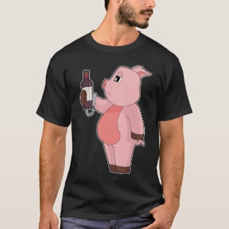 Pig Bottle Red wine Tシャツ