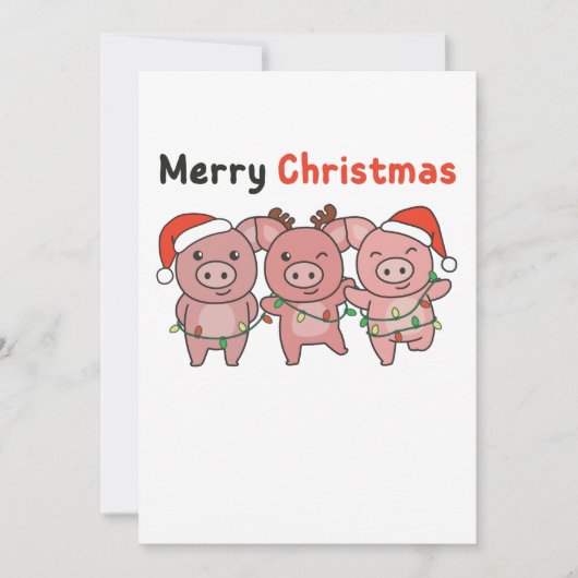 Pig Christmas Cute Pigs Merry Christmas シーズンカード (正面)