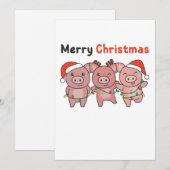 Pig Christmas Cute Pigs Merry Christmas シーズンカード (正面/裏面)