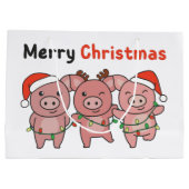 Pig Christmas Cute Pigs Merry Christmas Large Gift ラージペーパーバッグ (裏面)
