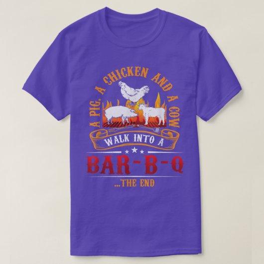 Pig Cow BBQ Meat Lover Grill Friends Fun Chicken  Tシャツ (デザイン正面)