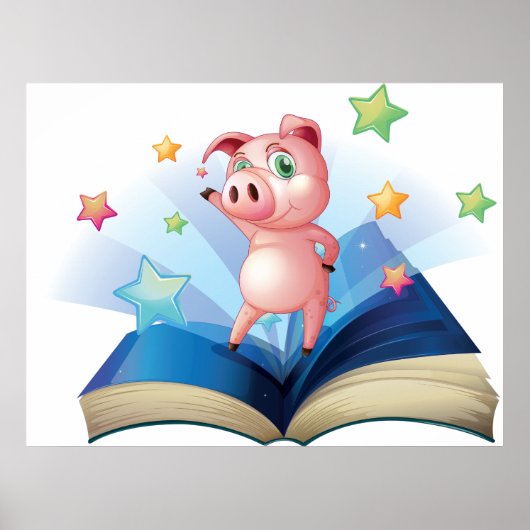 Pig Dancing On A Book Poster ポスター (正面)