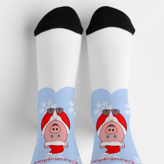 Pig Design Christmas ソックス (上部)