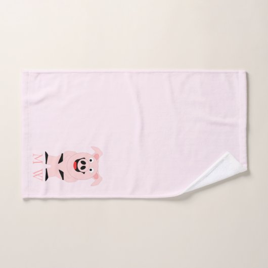 Pig Design Monogrammed バスタオルセット (ハンドタオル)
