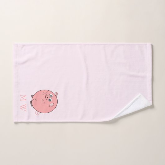 Pig Design Monogrammed バスタオルセット (ハンドタオル)