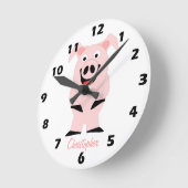 Pig Design Personalised ラウンド壁時計 (傾斜)