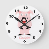 Pig Design Personalised ラウンド壁時計 (正面)