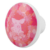 pig,flower of life, blue, mandala,zen,chakra,patt セラミックノブ (右)