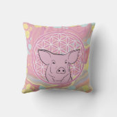 pig,flower of life, rose, mandala,zen,chakra, クッション (裏面)