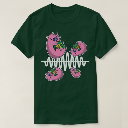 Pig Fly Around Frequency Waves Ham Radio Operator Tシャツ (デザイン正面)