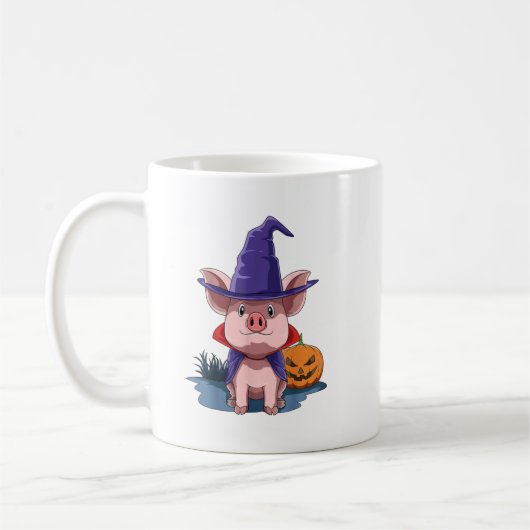 Pig Halloween Pig Lover Gift Pig Halloween Pumpkin コーヒーマグカップ (左)
