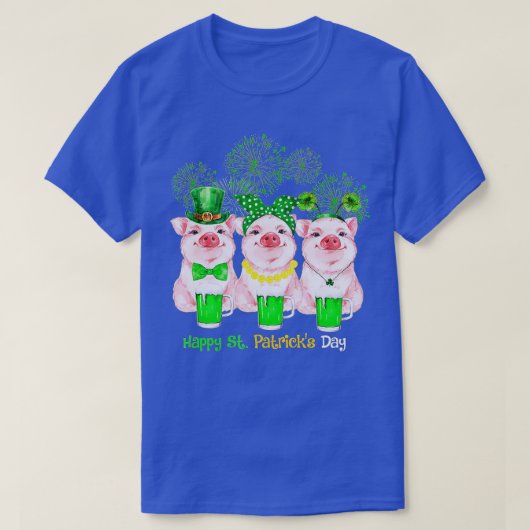Pig Happy St Patricks Day Family Farmer Farming Lo Tシャツ (デザイン正面)