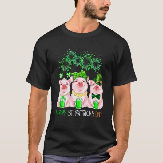Pig Happy St Patricks Day Family Farmer Farming Lo Tシャツ (正面)