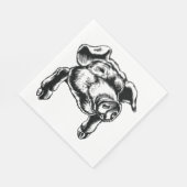 Pig Head Farm Animal Drawing in Black White スタンダードランチョンナプキン (角)