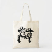 Pig Head Farm Animal Drawing in Black White トートバッグ (正面)
