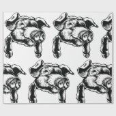 Pig Head Farm Animal Drawing in Black White ラッピングペーパー (フラット)