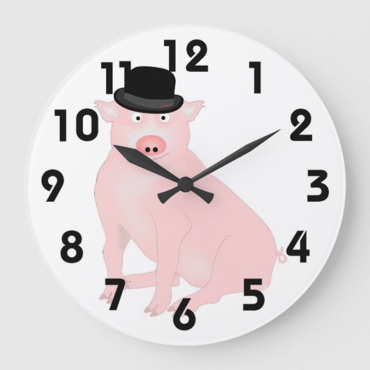Pig in a Hat Clock ラージ壁時計 (正面)